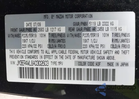 2010 Mazda Cx-7 S Grand Touring from USA, damaged, VIN JM3ER4WL8A0302603